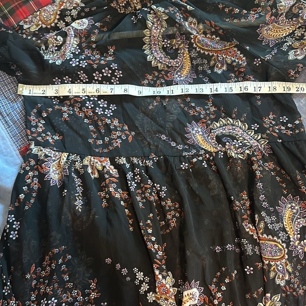 Wonderly Sheer Paisley Tunic Dress | Smocked Neck Boho Mini | Flowy Romantic - Picture 7 of 7